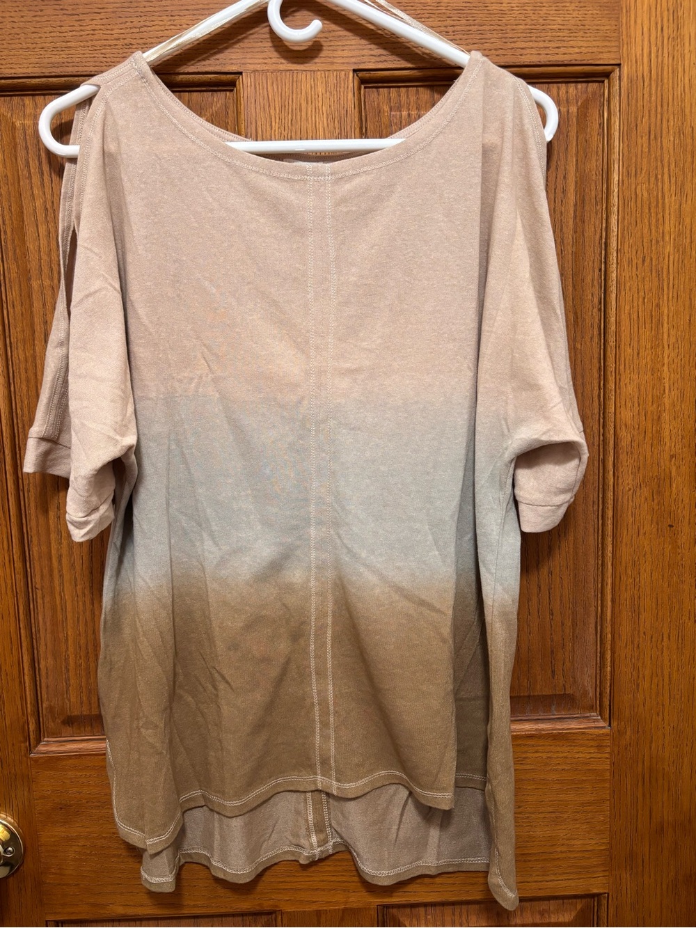 Umgee Dip Dye French Terry Cold-Shoulder Tunic Tee  Sz M. NWT